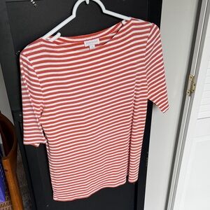Charter Club Red and White Striped Short Sleeve Tee